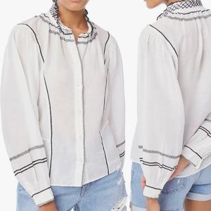 Frame embroidered boho blouse NWOT